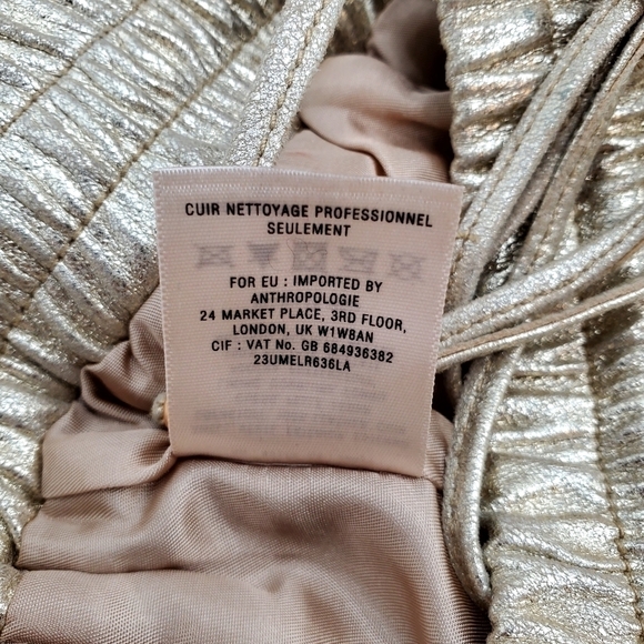 Anthropologie Leifsdottir Floral Cutout Gold Leather Mini Pull-on Skirt - Picture 6 of 7